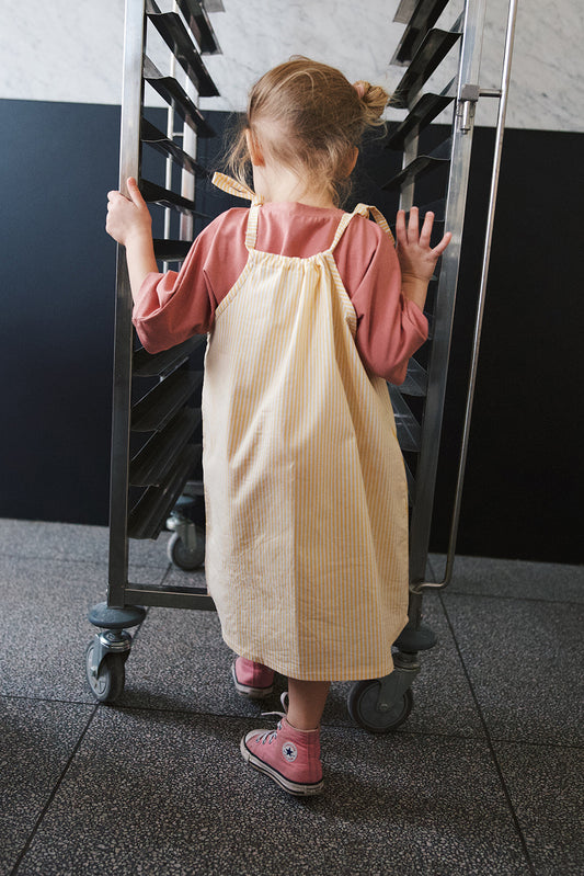 spódniczka/ sukienka na ramiączkach w żółto-białe paski