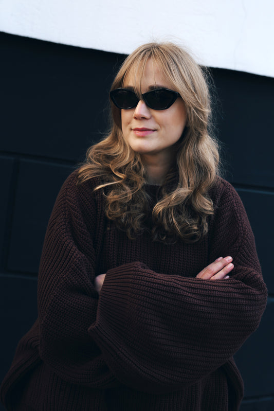 green chunky sweater for women