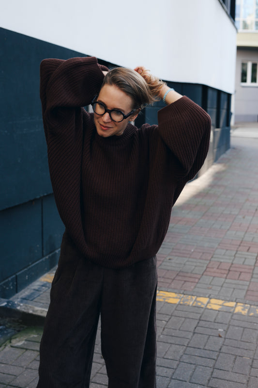 green chunky sweater for women