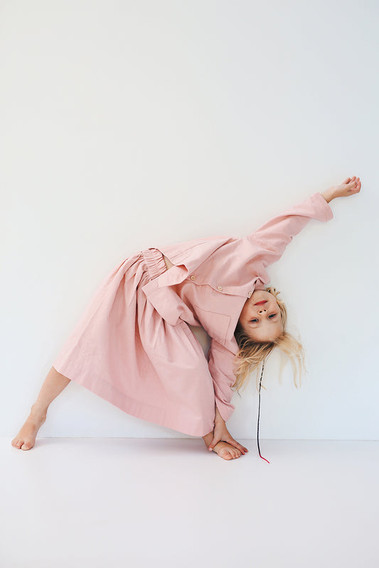 pink skirt from flannel- cloth took part in photo session